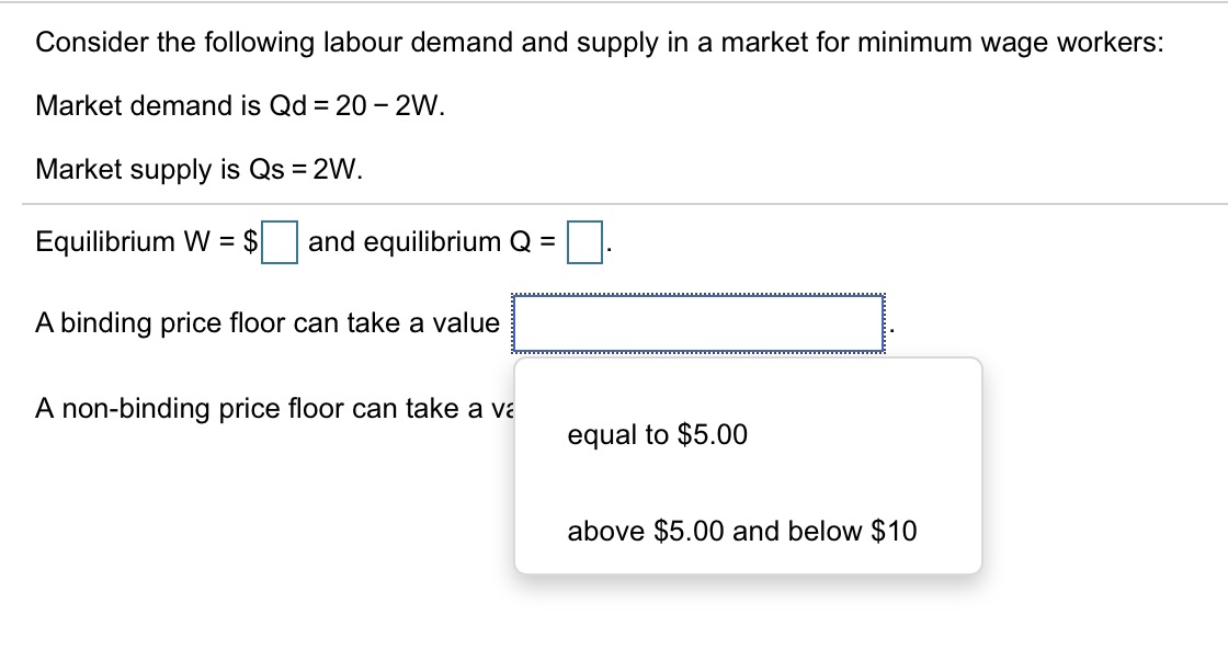 following labour demand and supply in a market for minimum wage workers: