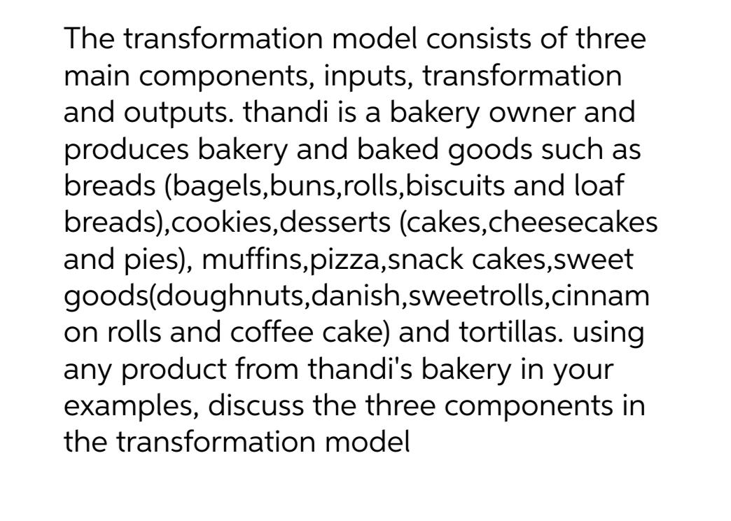 V2 The transformation model consists of three main components, inputs, transformation and