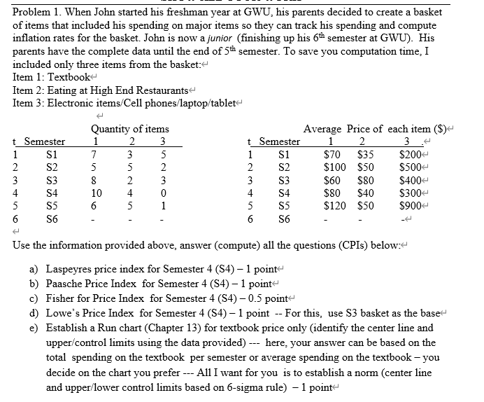 Problem 1. When John started his freshman year at GWU, his parents