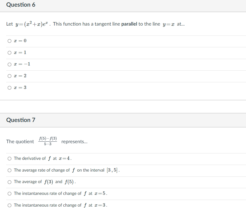 Question 6 Let y: (m2+$}e" . This function has a tangent