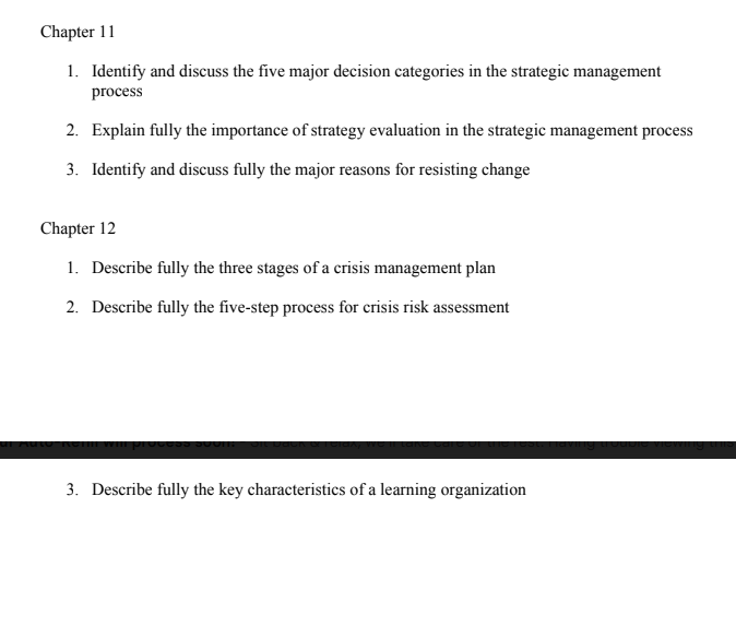  Chapter 11 1. Identify and discuss the five major decision categories