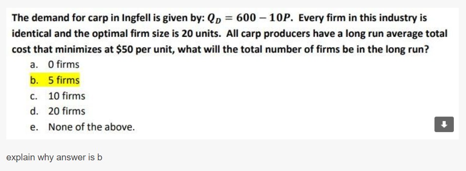  The demand for carp in Ing'fell is given W100 = 600