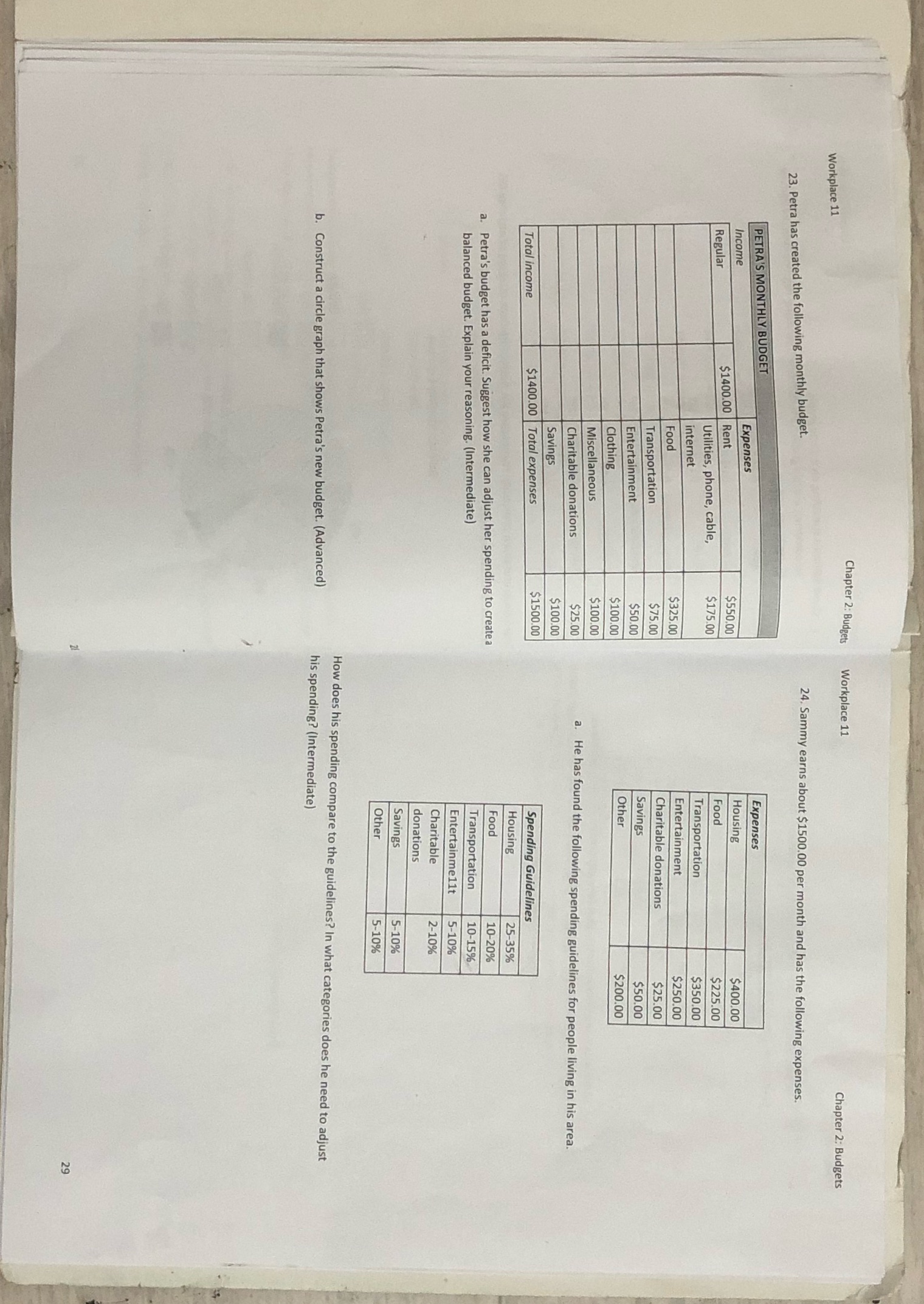 Workplace 11 unit 2.3 Chapter 2: Budgets Workplace 11 Chapter 2: Budgets