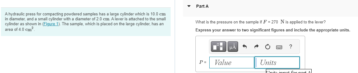 Part A A hydraulic press for compacting powdered samples has a