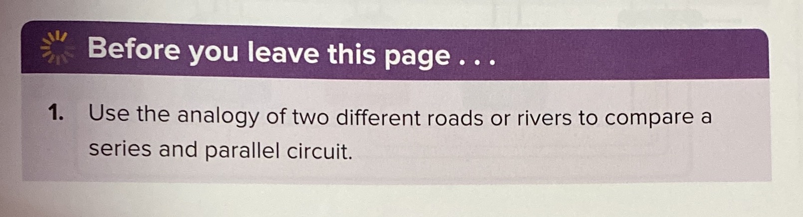  Before you leave this page . .. 1. Use the analogy