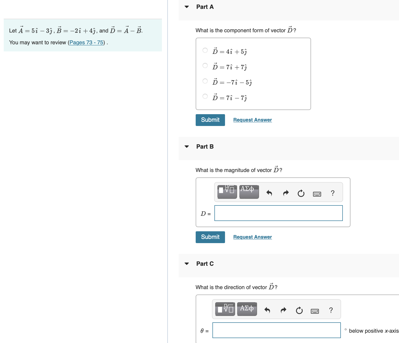 Part A Let A = 51 - 37, B = -21