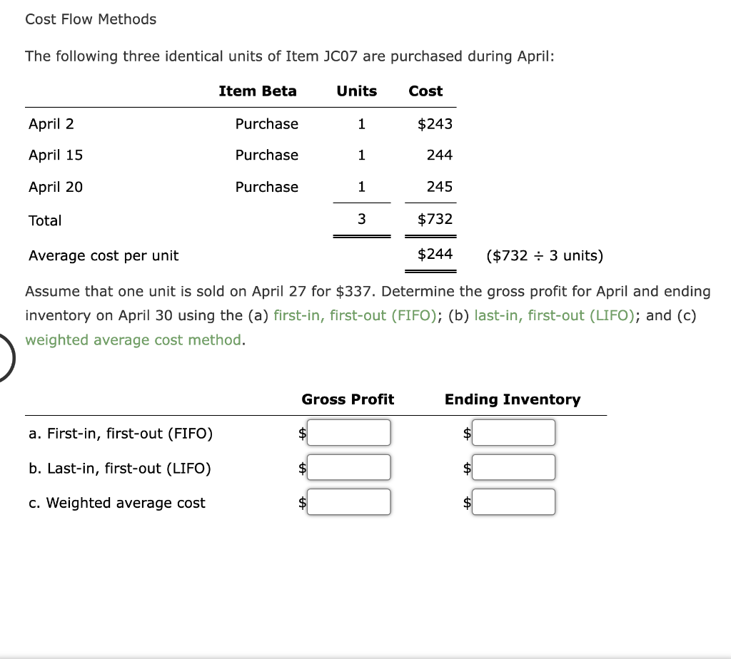 Super stuck please help Cost Flow Methods The following three identical units