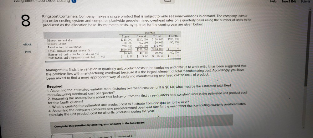  Assignment 4.JOb Ulder Cosung 1 Help Save & Exit Submit 00
