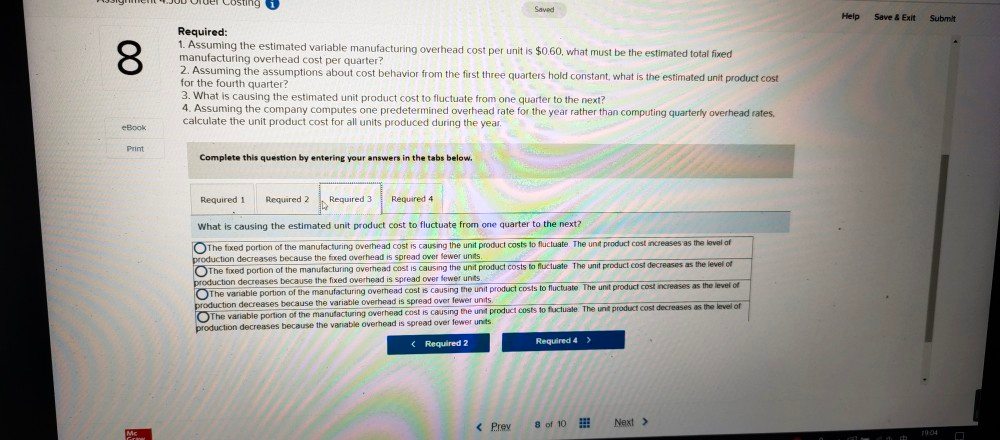 computes plantwide predetermined overhead rates on a quarterly basis using the number