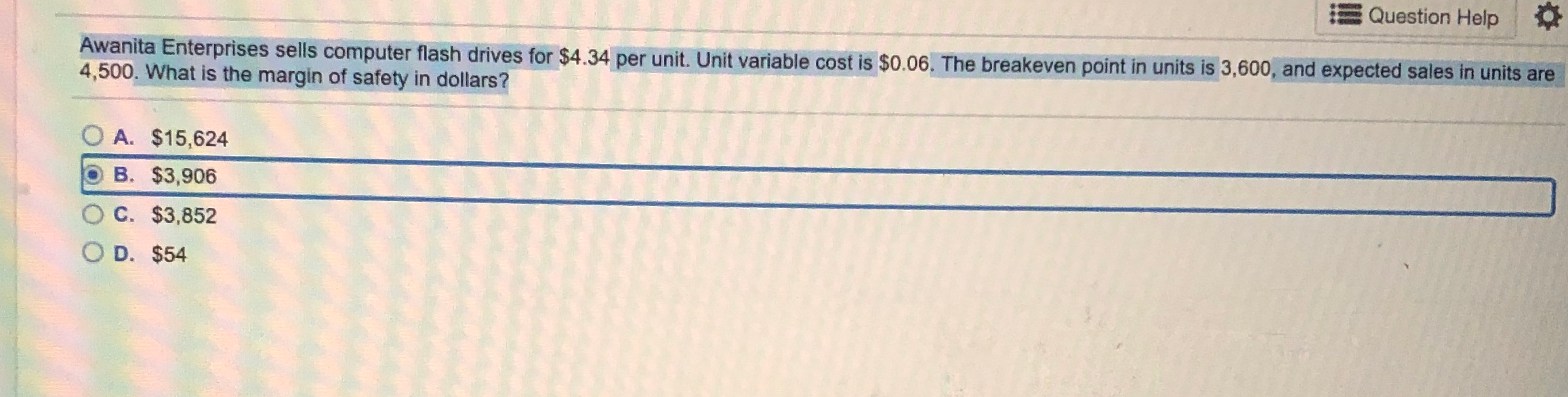Question 4a. 4b. 4c. Question Help Awanita Enterprises sells computer flash drives
