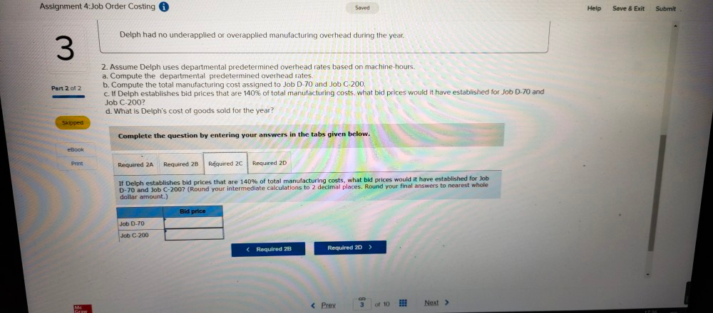 The company provided the following estimates at the beginning of the year: