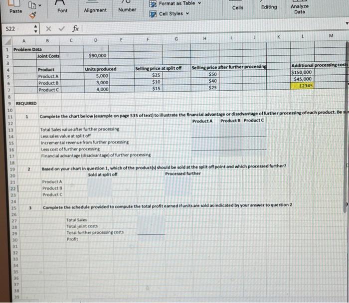 !!! 1. Complete chart provided (similar to the example in the text