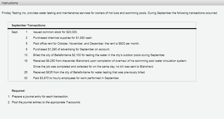 Instructions Findlay Testing Inc. provides water testing and maintenance services for