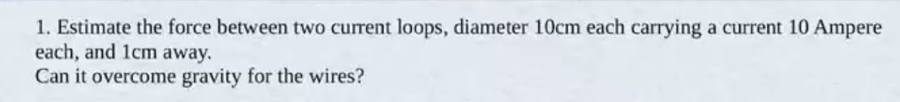 How do I do this? 1. Estimate the force between two current