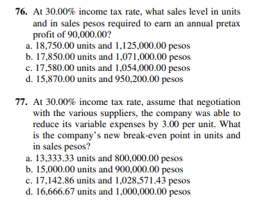 unchanged, what would be the new breakeven point in pesos? a. 88.000.00