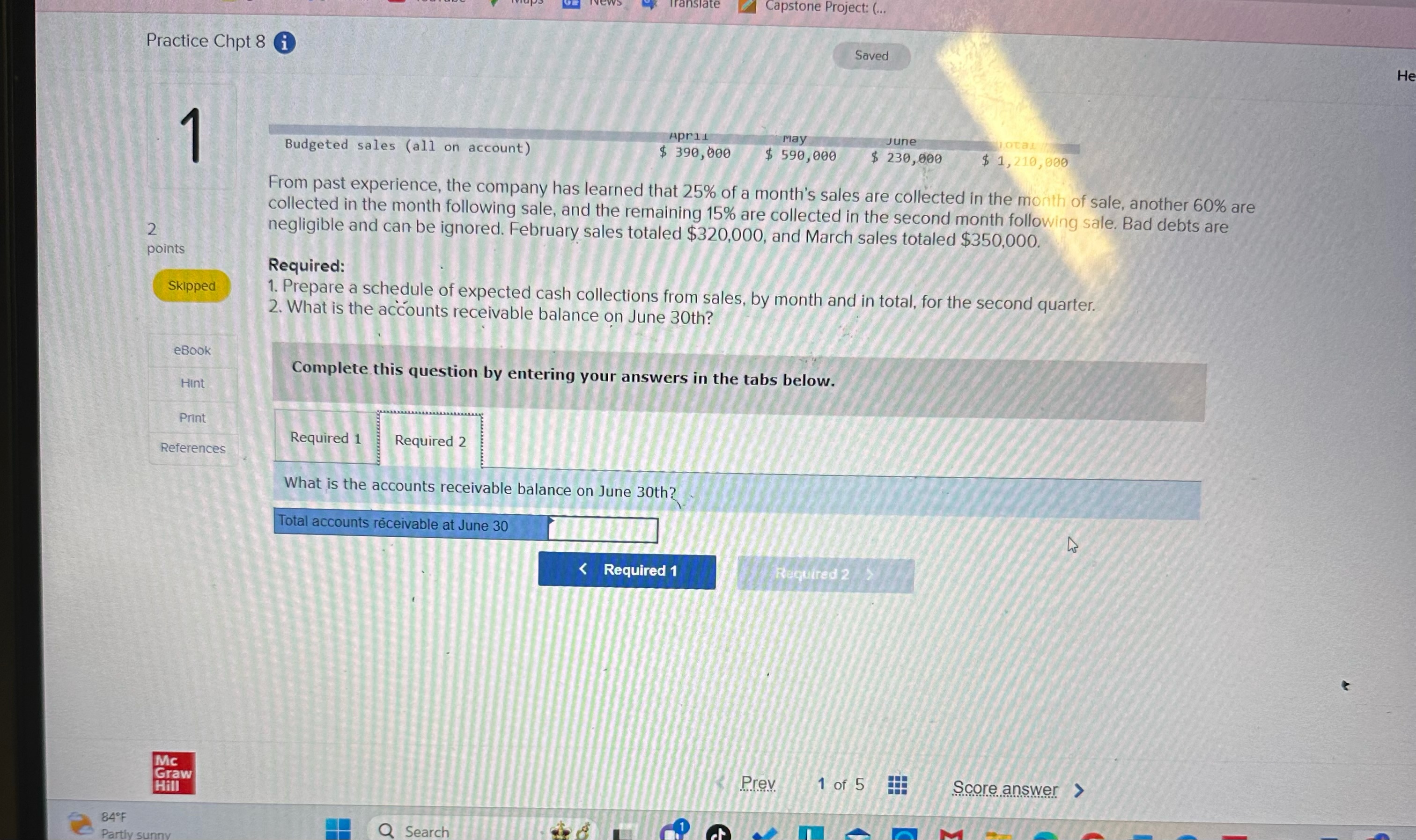 Mother's Day gift. Thus, peak sales occur in May of each year,