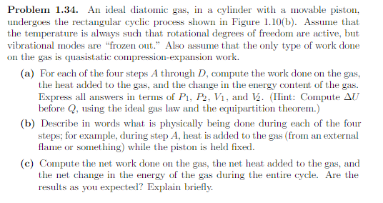 taken around a rectangular cycle on a PV diagram. Suppose now that