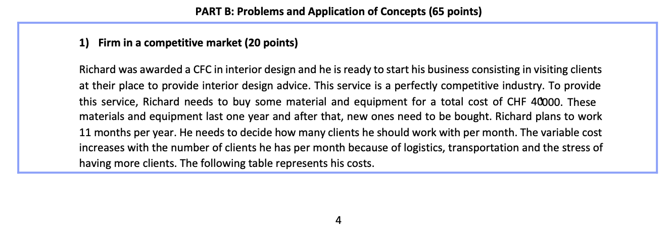PART B: Problems and Application of Concepts (65 points} 1) Firm