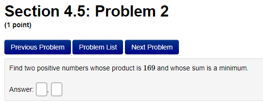 Problem Problem List Next Problem Find two numbers A and B (with