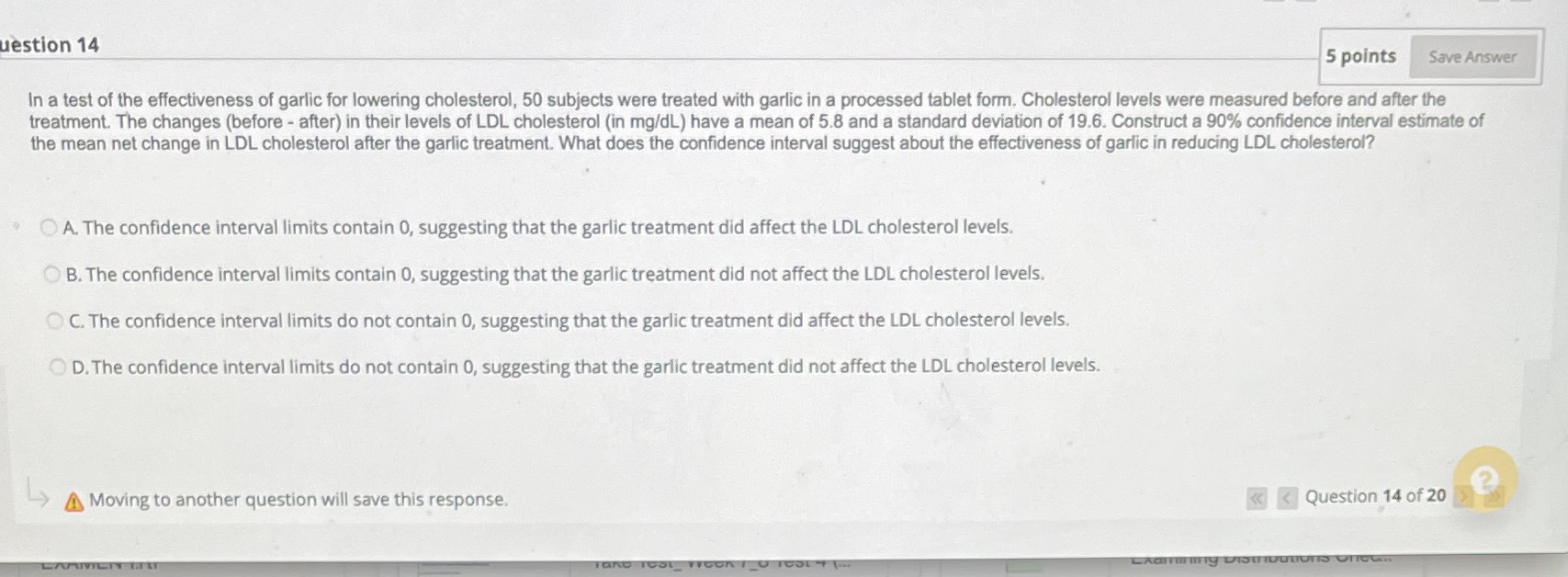 14 uestion 14 5 points Save Answer In a test of the