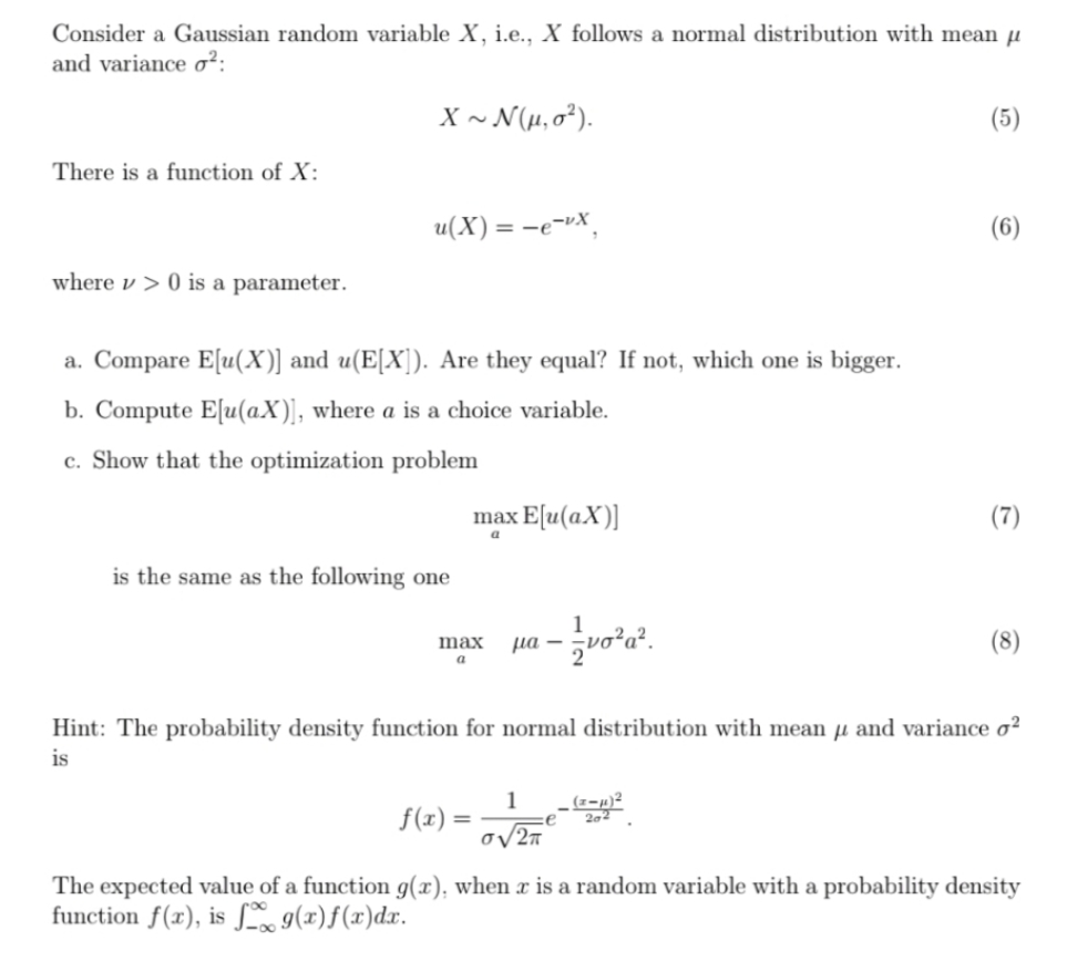 Please help me solve this question with detailed explanation Consider a Gaussian