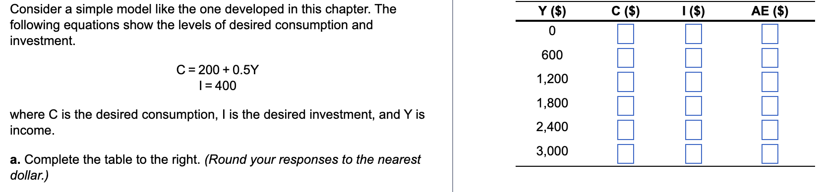 Consider a simple model like the one developed in this chapter.