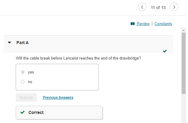 AEp f = Submit Review | Constants Part A Will the cable