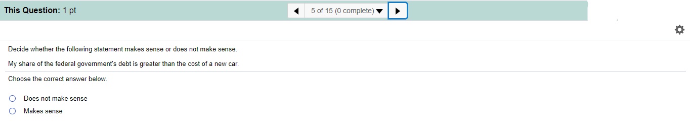 How to answer this question ? This Question: 1 pt 5 of