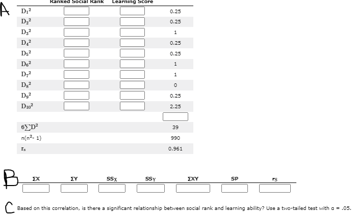 question E, answer options are "not significant" or "significant". Critical value of
