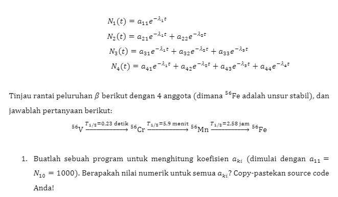 Ni(t) all e a21eAlt + aue N2(t) a31eAit + aue N3(t) N4(t)
