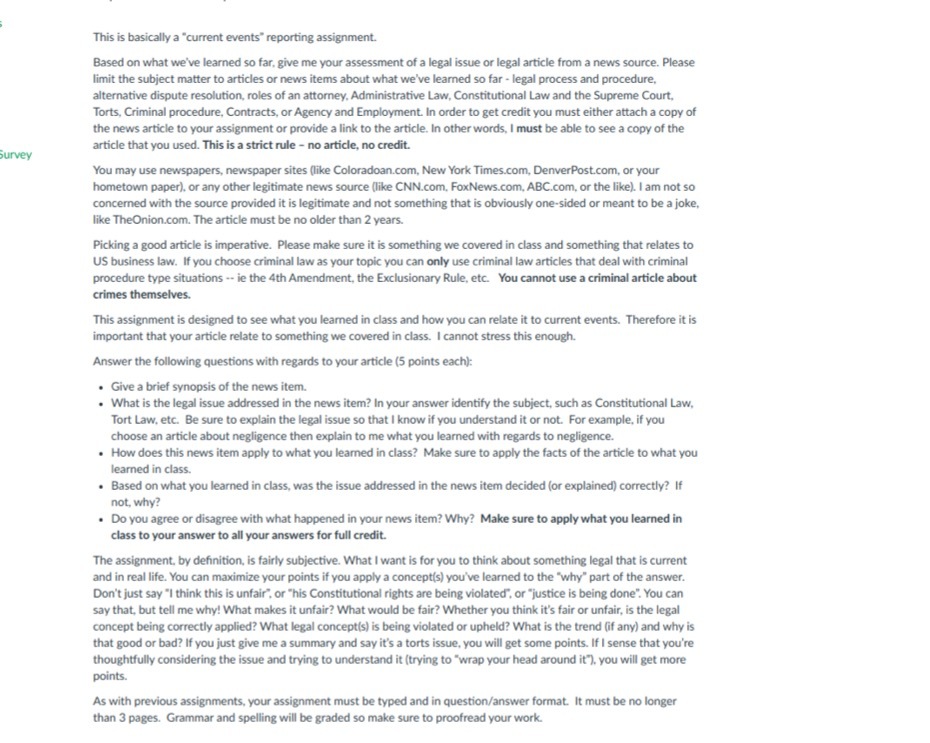  This is basically a "current events" reporting assignment. Based on what