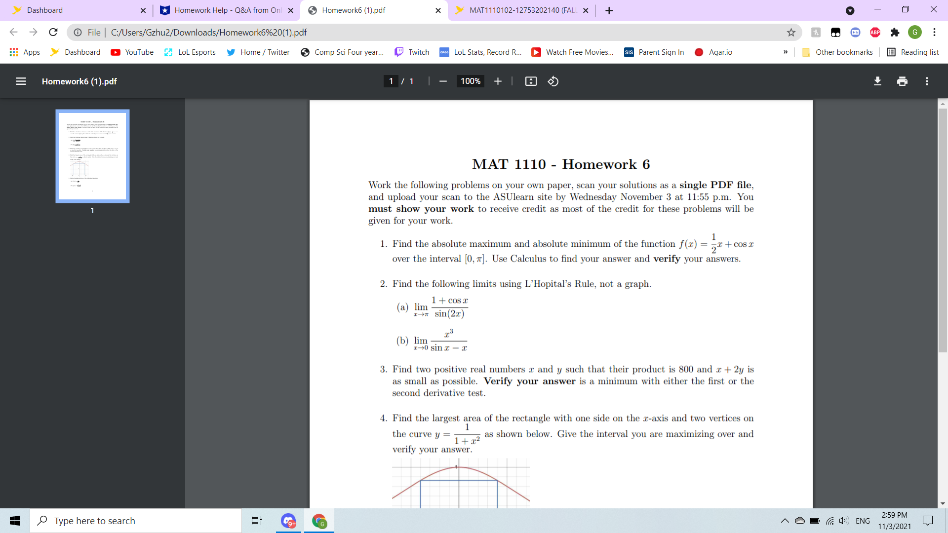  >Dashboard * *Homework Help - Q&A from Onl x Homework6 (1).pdf