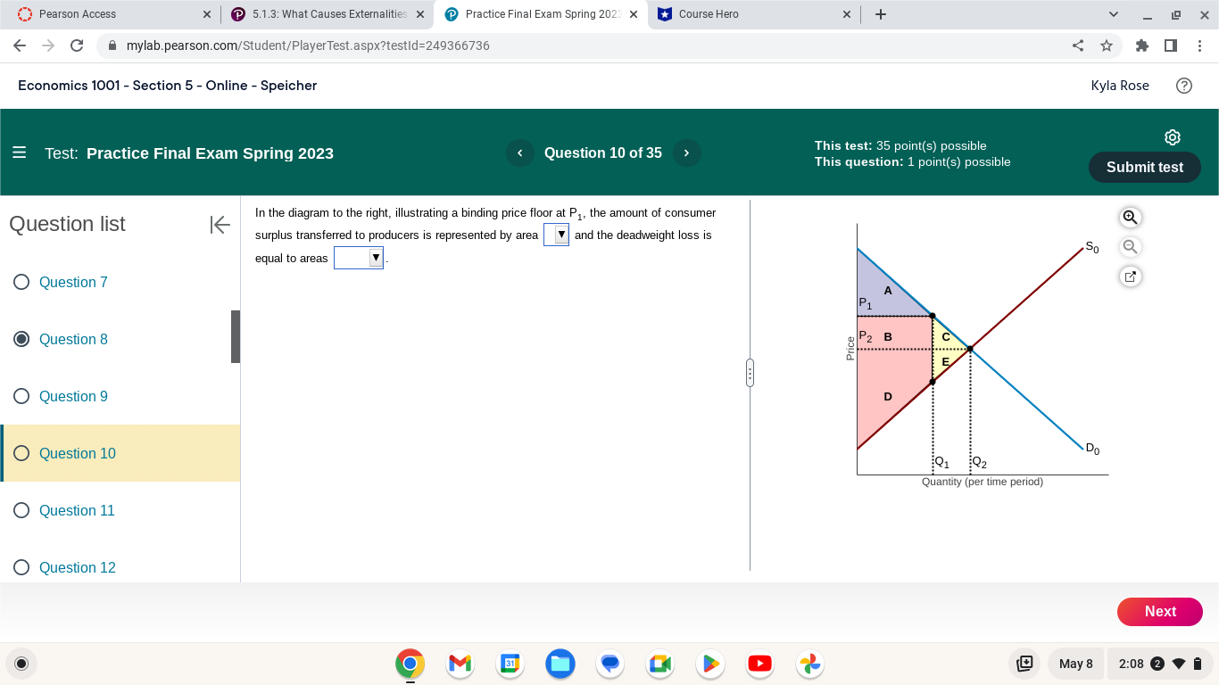 Pearson Access X 5.1.3: What Causes Externalities X Practice Final Exam