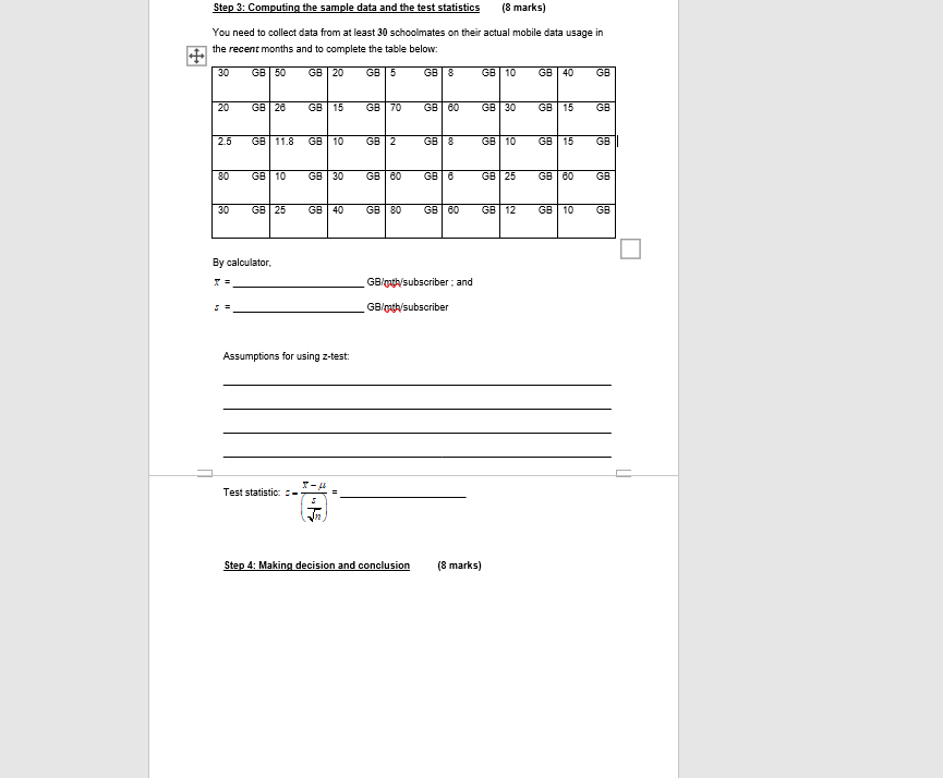  Step 3: Computing the sample data and the test statistics (8