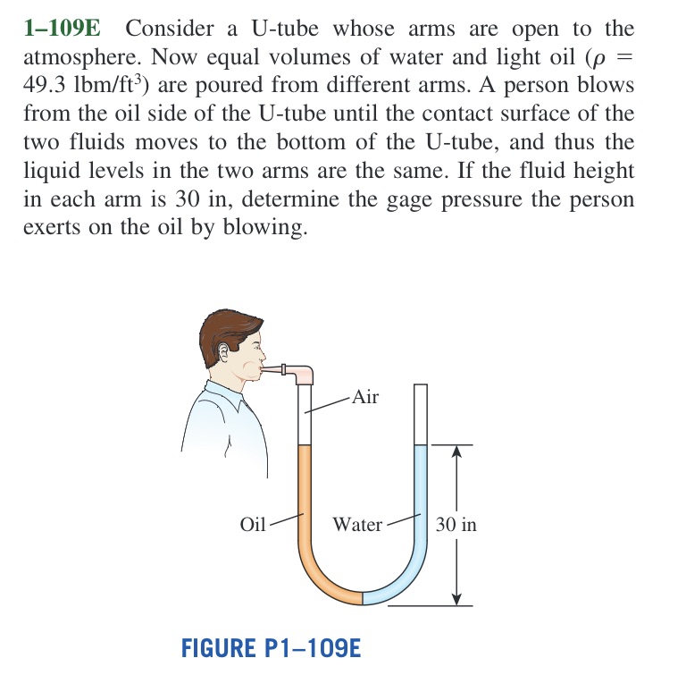 Can anyone please help me? 1'109E Consider a U-tube whose arms are