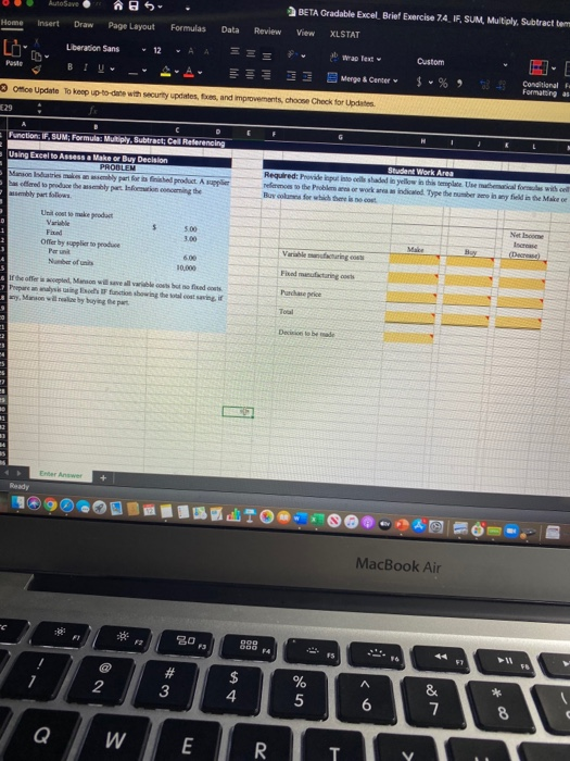  Can someone please help have to use execl for answer. AutoSave