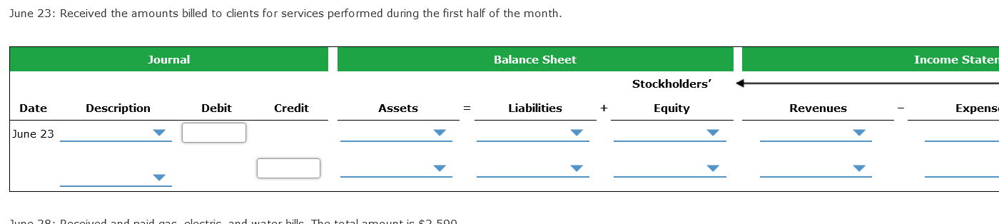 Credit Assets Liabilities Equity Revenues Expenses June 2 Income Statement Net Revenues