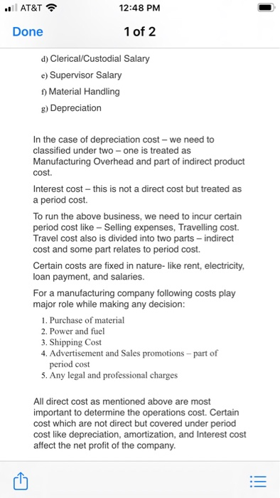 or process costing and why? If process costing is selected identify the