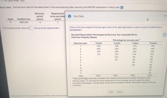  find the remaining book value Book value Find the book value