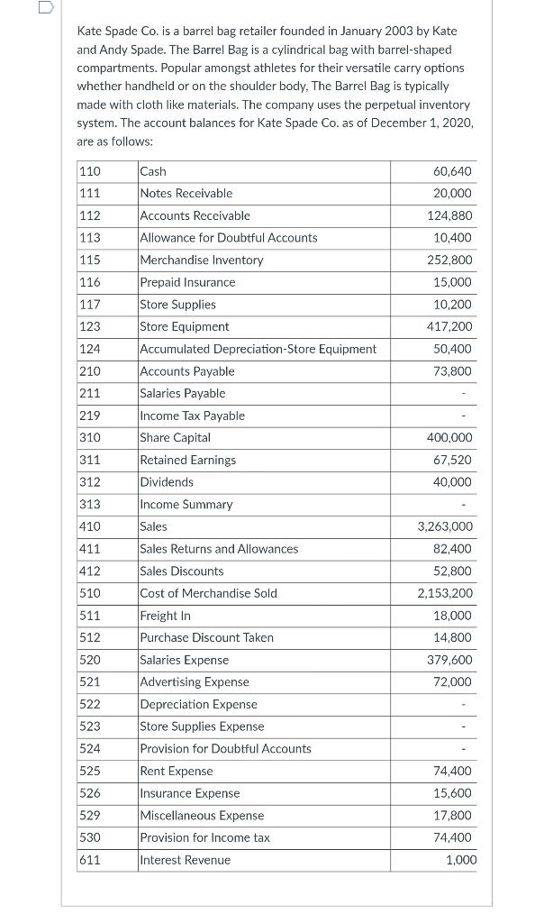 THE BAG PROBLEM PRACTICE ONLY CONTINUATION ASAP! Kate Spade Co. is a