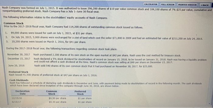  CALCULATOR FULL SCREEN PRINTER VERSION 1BACK Nash Company was formed on