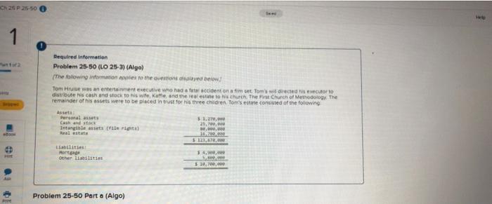  Ch 25 P 25-50 1 Required information Problem 25-50 (LO 25-3)