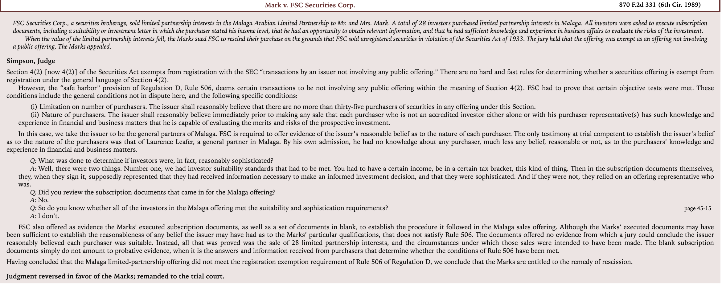 Briefs are one page long per case (single spaces and 12 font)