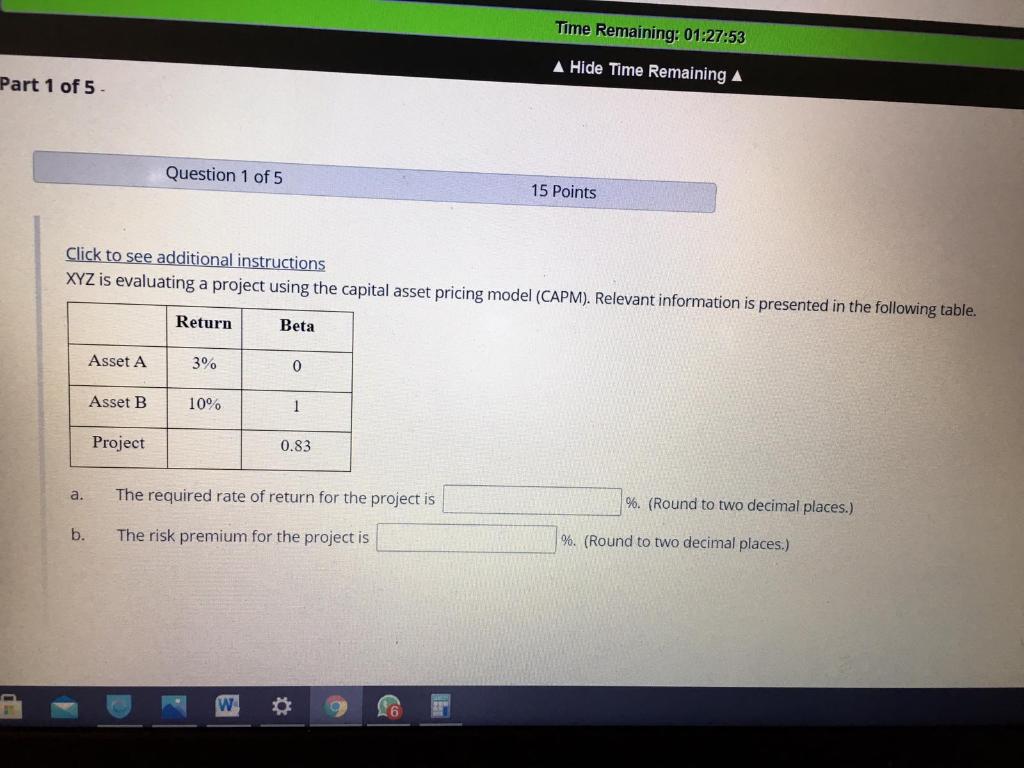  Time Remaining: 01:27:53 A Hide Time Remaining A Part 1 of