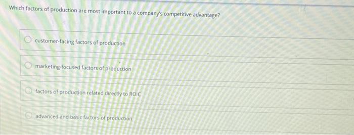 training Which factors of production are most important to a company's competitive