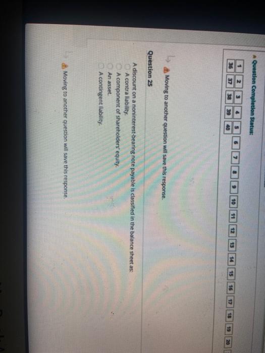  Question Completion Status: 7 10 5 40 11 36 37 12