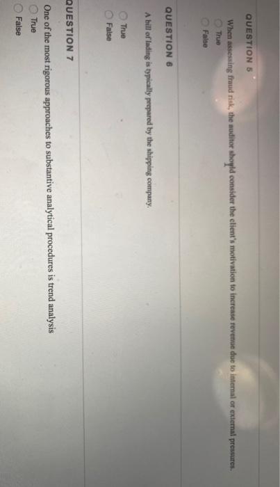  QUESTION 5 When assessing fraud risk, the nuditor should consider the