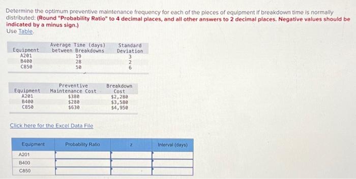 Please help ASAP using the table provided. Thank you. Determine the