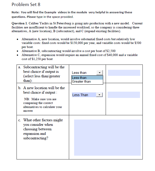  Problem Set 8 Note: You will find the Example videos in