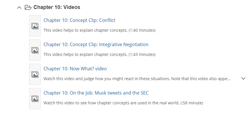  ??? Chapter 10: Videos Chapter 10: Concept Clip: Conflict This video